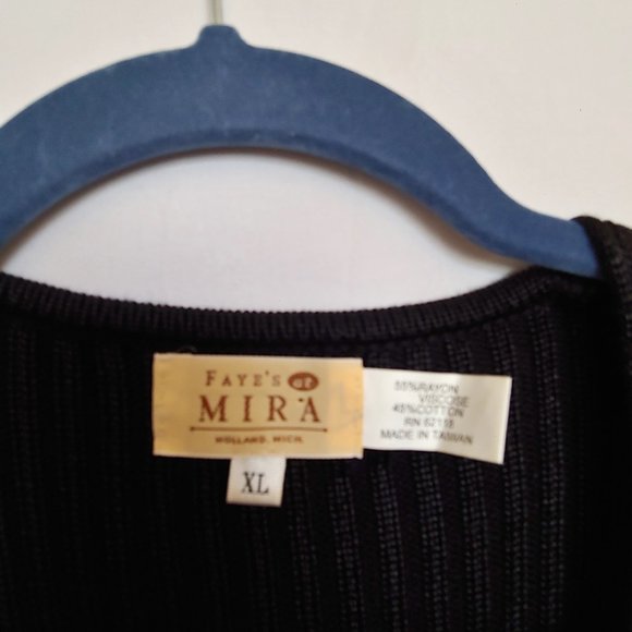Fay's at Mira sophisticate black wrap thick rib knit long sleeve sweater size XL - Picture 10 of 12